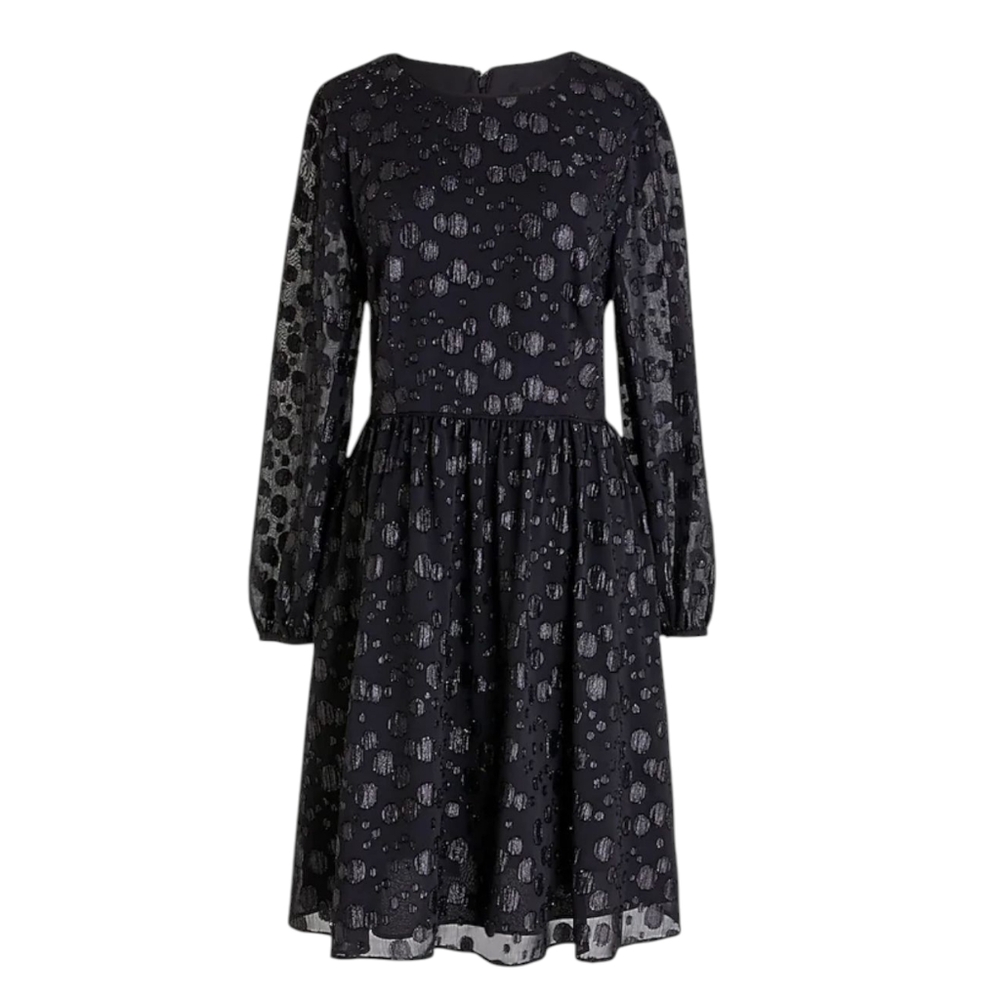 J.Crew Metallic Dot Jacquard Dress | Size 6 | Holiday Party Long Sleeve - Picture 5 of 16